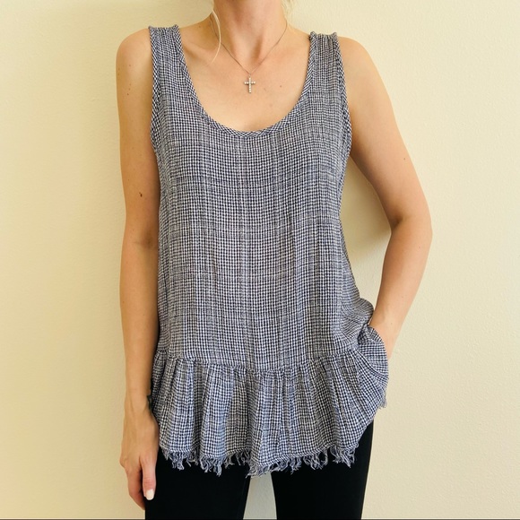 Falls creek gingham plaid sleeveless top blouse - Picture 3 of 7